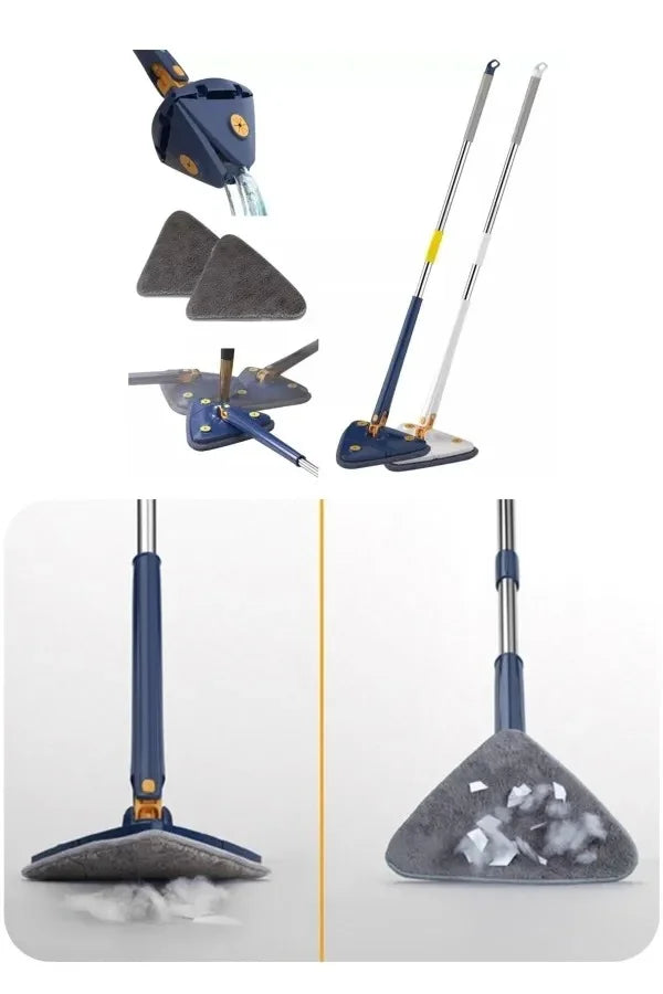 360 ROTATABLE ADJUSTABLE CLEANING TRIANGLE MICROFIBER MOP WITH LONG HANDLE